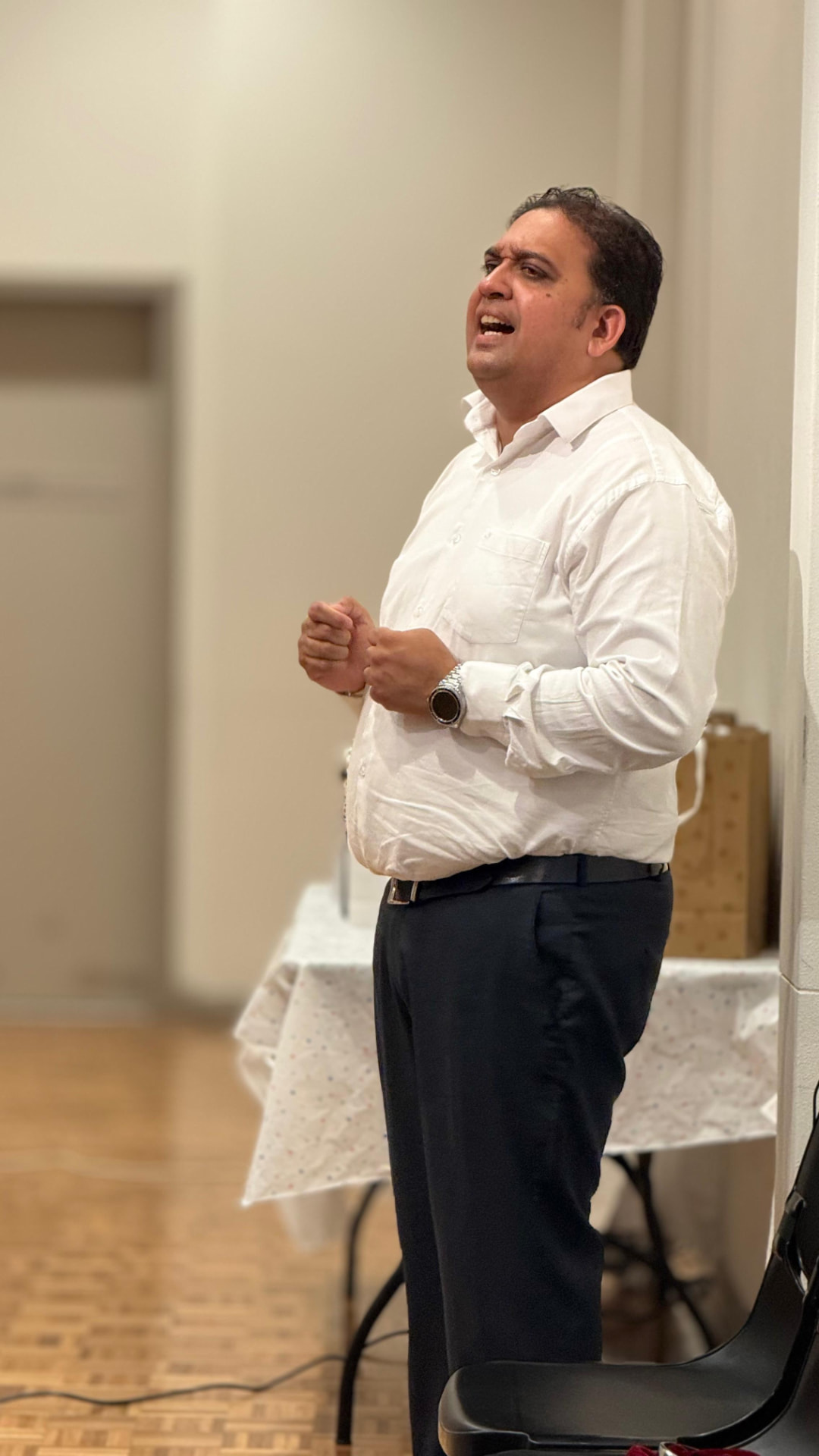 Pastor preaching during a service