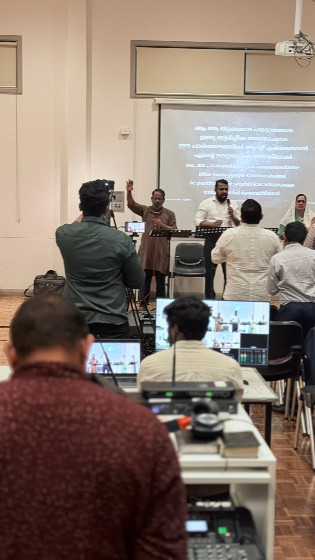 Sunday service being livestreamed from the hall
